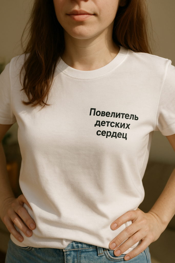 Надпись для учителя на белой футболке